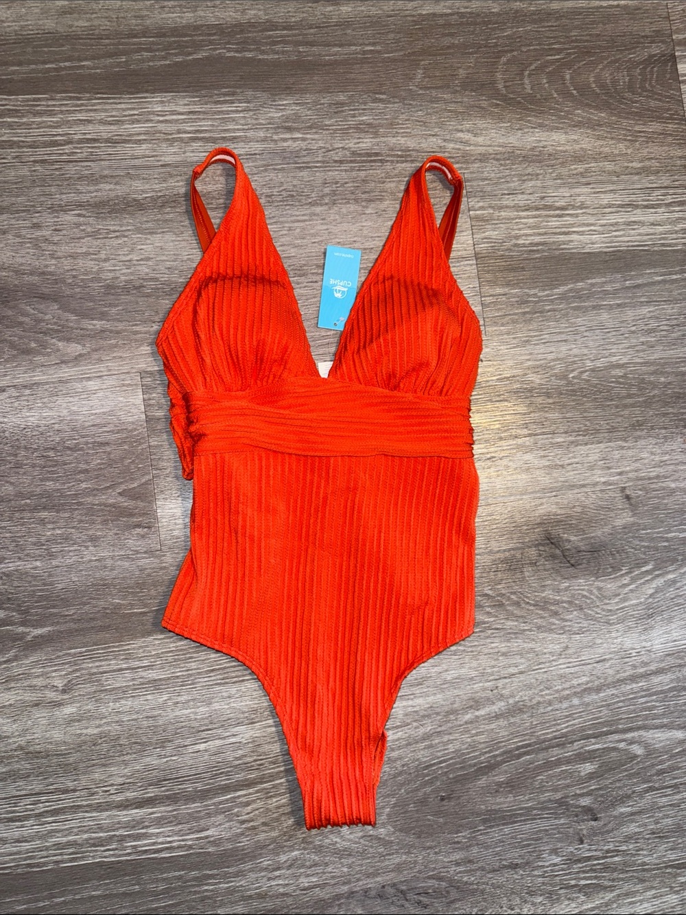 Cupshe Ribbed One-Piece Swimsuit - Bright Orange